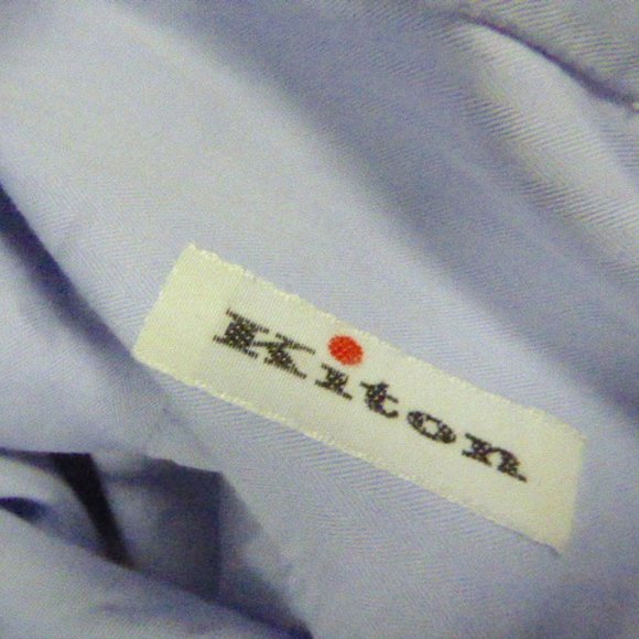 Kiton blue cotton french cuff shirt made in Italy Designer L